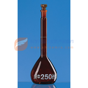 容量瓶，BLAUBRAND®, A级，50 ml，Boro 3.3, NS 12/21，PP瓶塞，棕色